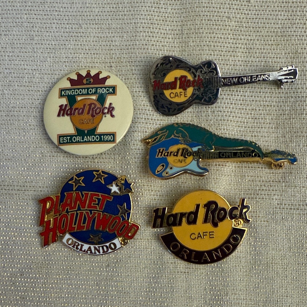 Hard Rock Cafe and Planet Hollywood Pin Set
